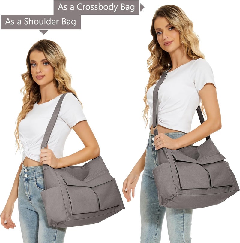 KALIDI FANCY FOREST KALIDI Canvas Tote Bag Messenger Bag, Large Crossbody Bag for Women or Men, Casual Canvas Shoulder Bag for College Work Daily - Image 2